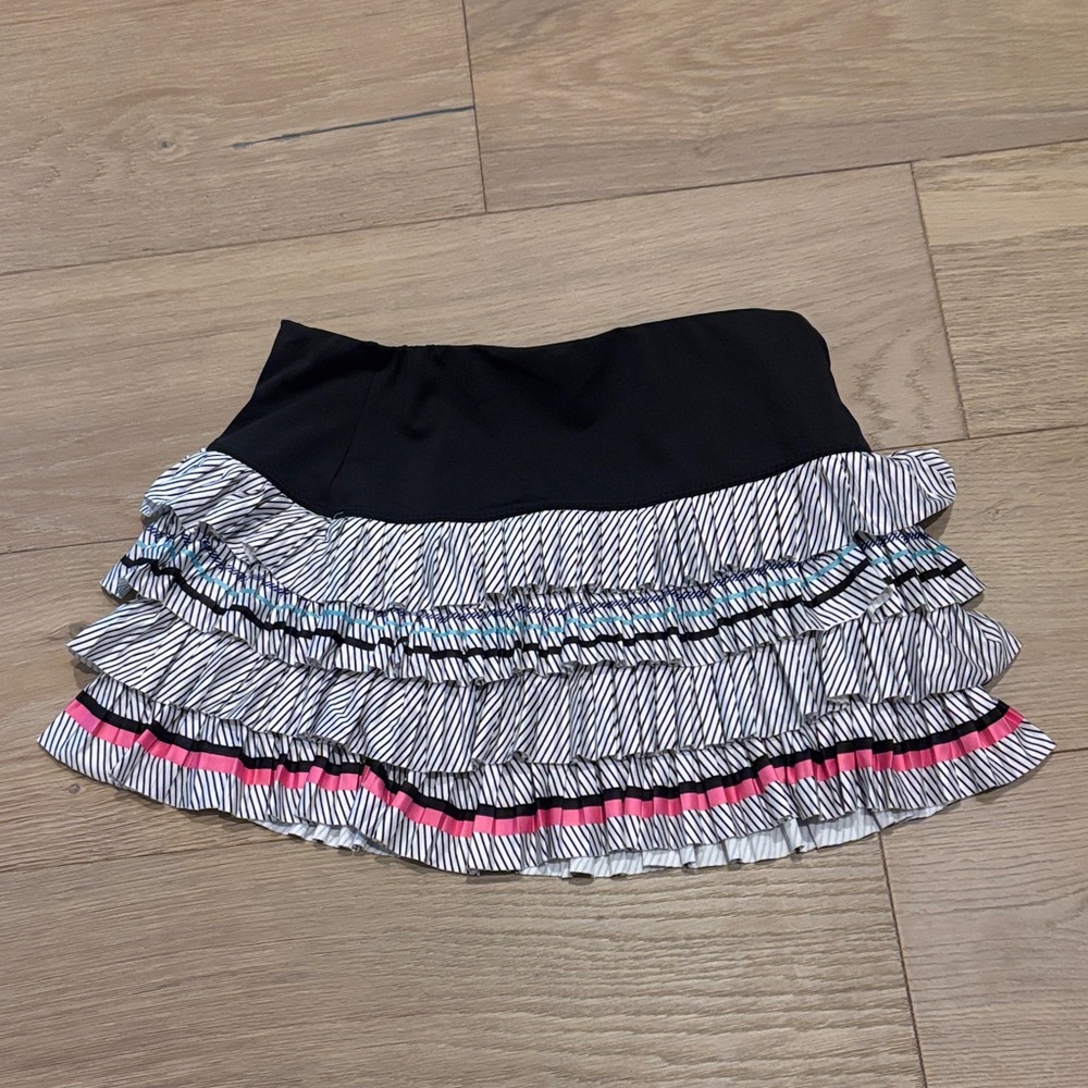 Lucky in Love Black and Pink Ruffle Mini tennis skirt